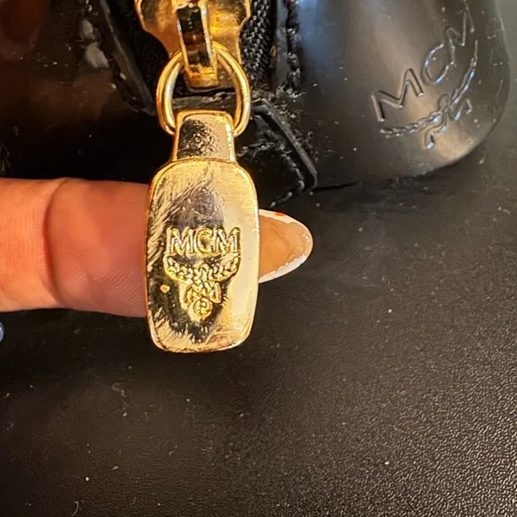 MCM Glossy Black Satchel Bag - Picture 7 of 8